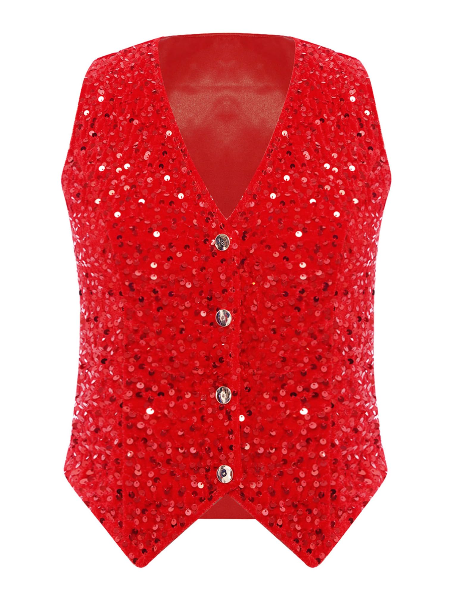 Womens Sequin Waistcoat Sparkle Sleeveless Blazer Jacket Vest Top V Neck Glitter Tuxedo Clubwear