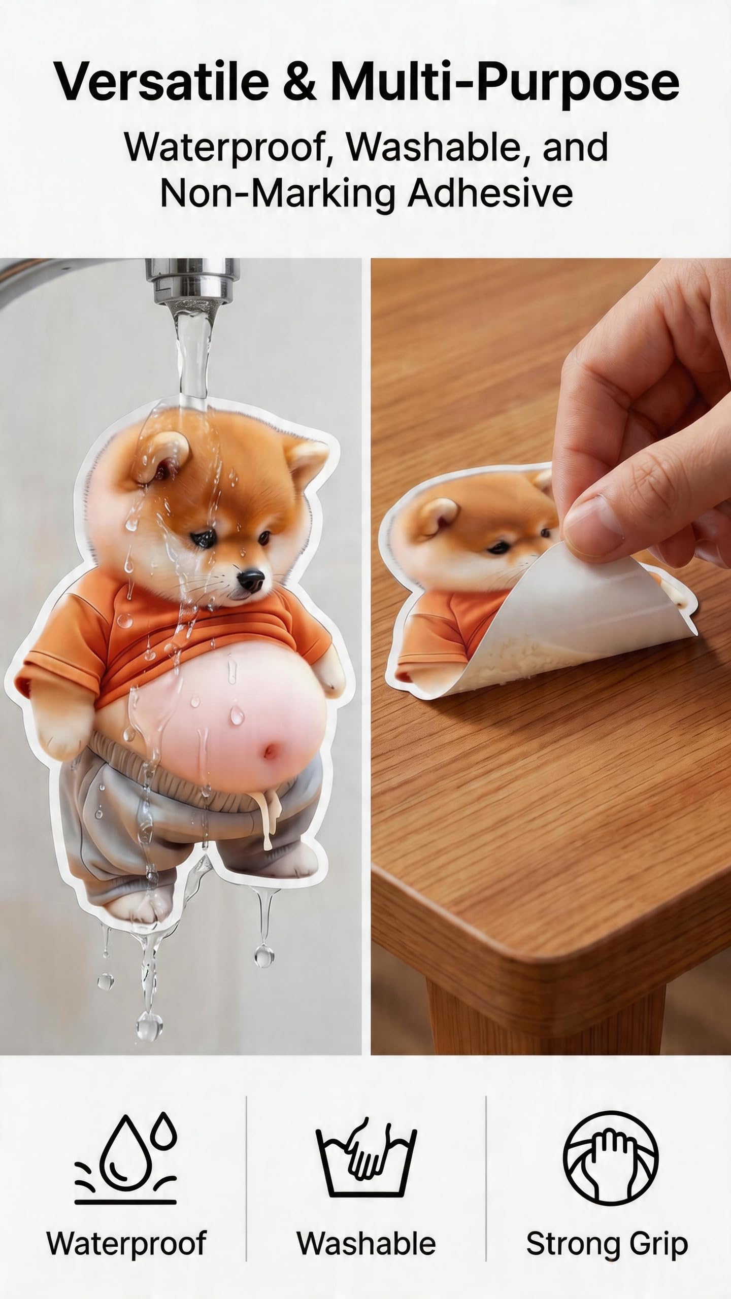 3D Shiba Inu Dog Belly Stickers Door Stop Wall Protector Silent Shockproof Soft Rubber Wall Door Knobs Refrigerator Door Closets from Damage 2 Pack (A (2 Pack) — Amazon image 7