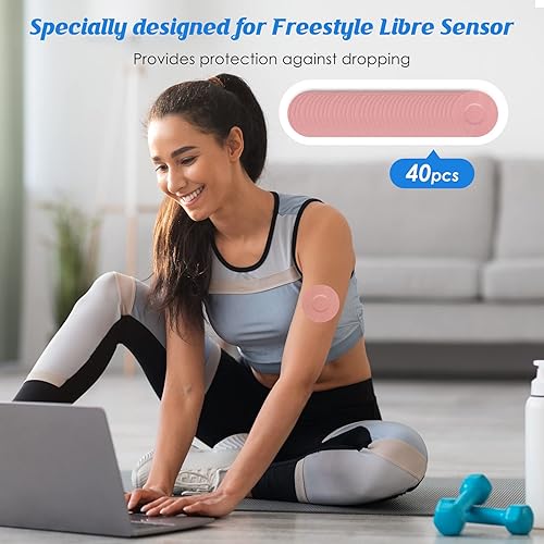 Miniatura 2 de YOUSHARES 40 parches adhesivos libres 10 14 días de larga estancia de fijación para monitor de protección, 2 calcomanías de tamaño grande, cinta