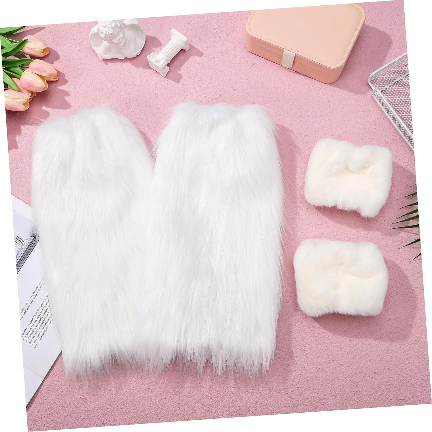 White Leg Warmers Polyester Fuzzy Costume Accessories Xmas Halloween Season