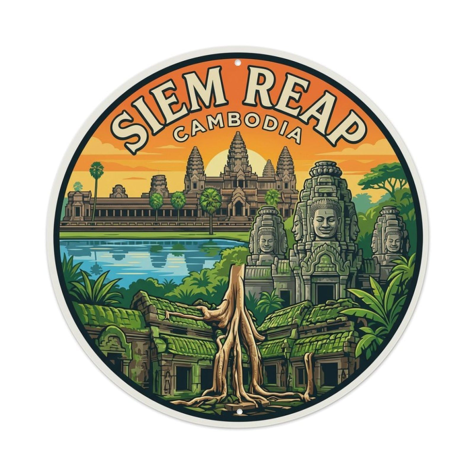 Cambodia Retro Travel Siem Reap Metal Tin Sign