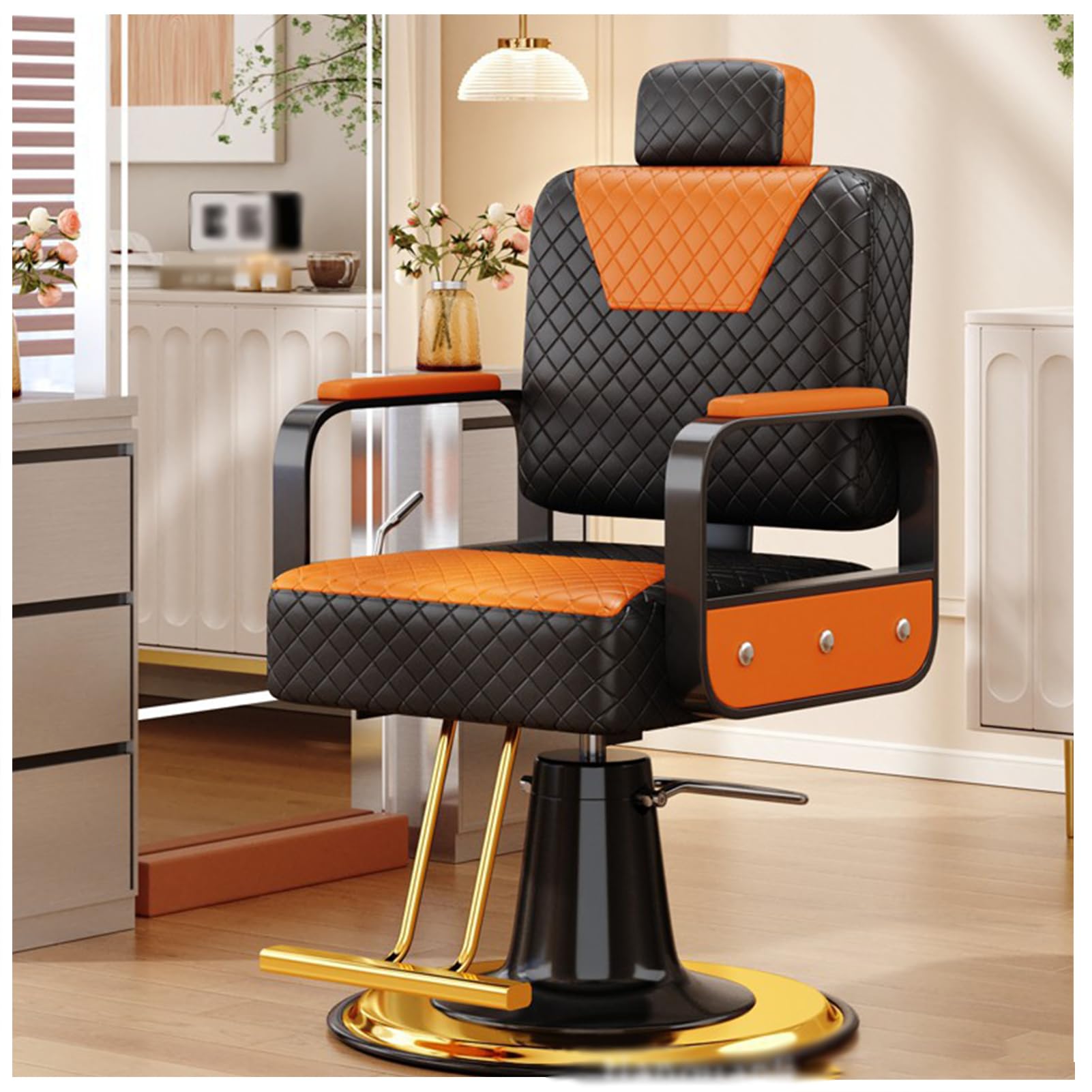 OZBMA Salon Barber Chair, Professional Classic Hydraulic Reclining Hairdressing 360° Swivel Shaving Haircut Styling Chairs for Beauty Spa, Tattoo Shop,Black,B (Black A)