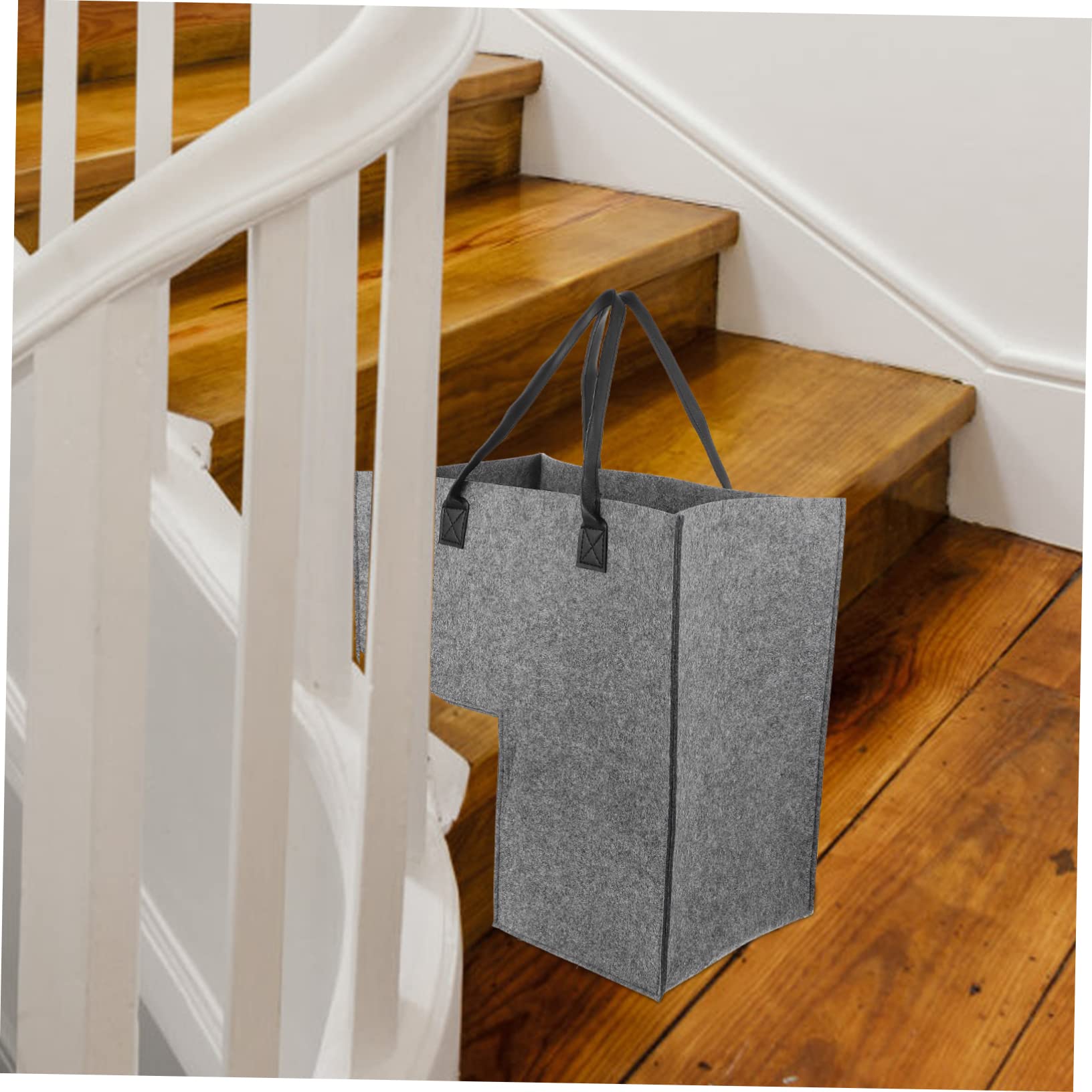 Cestino Portaoggetti L-Shape Per Scale in Feltro Cesto Per Biancheria E Giocattoli Organizzatore Moderno Per Casa in Grigio Scuro - Capacità Versatile Per Ogni Angolo