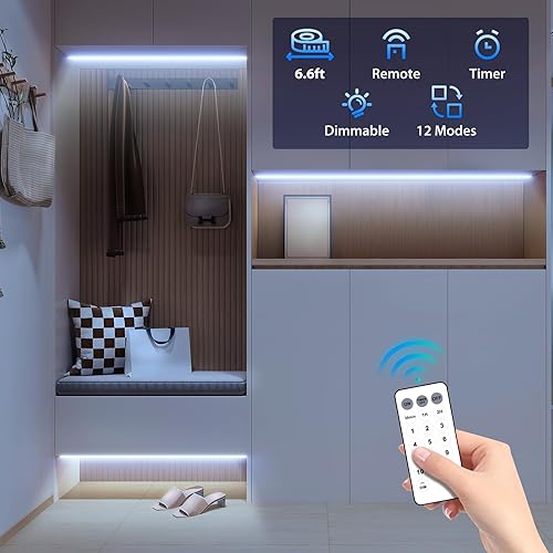 Miniatura 8 de Paquete de 3 Tiras de Luces LED de 6.6 Pies Alimentadas por Batería, Tira de Luz LED Blanca Cálida y Blanca Fría Alimentada por Batería, Luz de
