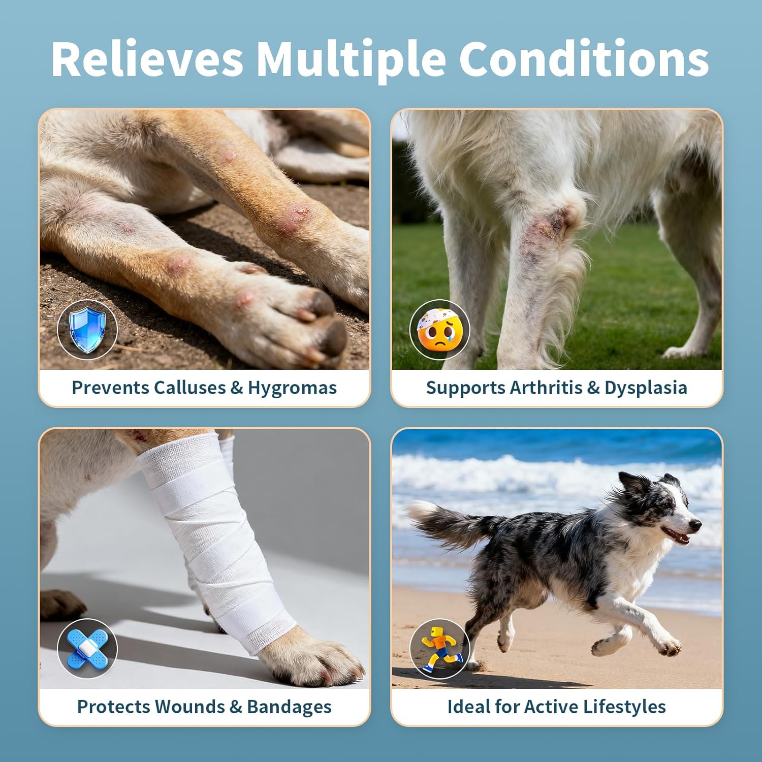 Dog Elbow Brace Protector with Decoupled Chest Strap - Breathable, Abrasion-Resistant - Adjustable Elbow Support for Hygroma, Dysplasia, Arthritis, Calluses & Shoulder Instabilit(Both Legs, L)