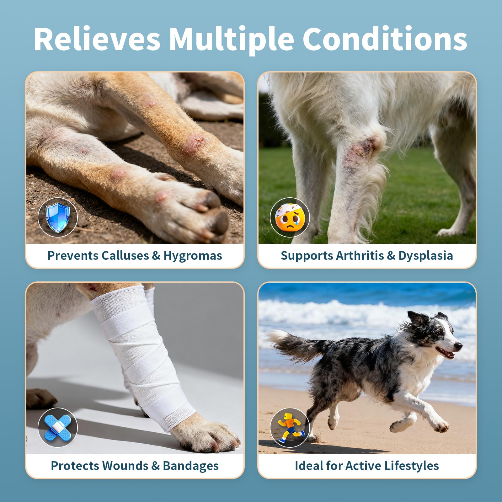 Codera para perro con correa de pecho desacoplada, transpirable, resistente a la abrasión, soporte de codo ajustable para higroma, displasia, artritis, callos e inestabilidad del hombro