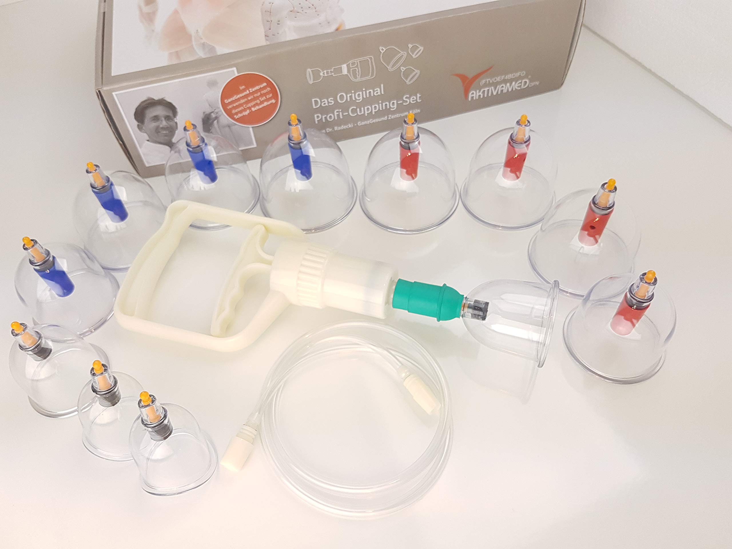 Profi Schröpfglas-Set - Schröpfgläser mit Vakuumpumpe - hochwertiges medizinisches Schröpfen + Therapiemagneten - Cupping-Set gegen Verspannungen & Cellulite. Faszienverspannungen,