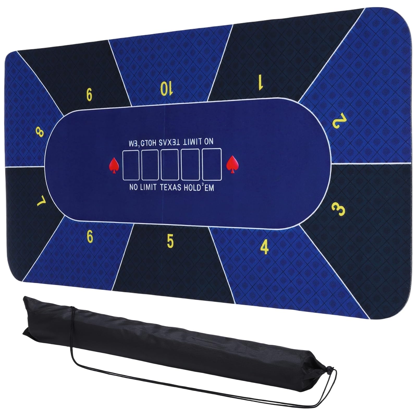 DTGN Portable Poker Table Mat, 180 x 90 cm Non-Slip Foldable Rubber Poker Mat, Noise Reduction Table Top with Polyester Storage Bag for Tabletop Games Home Games Night, Dark Blue