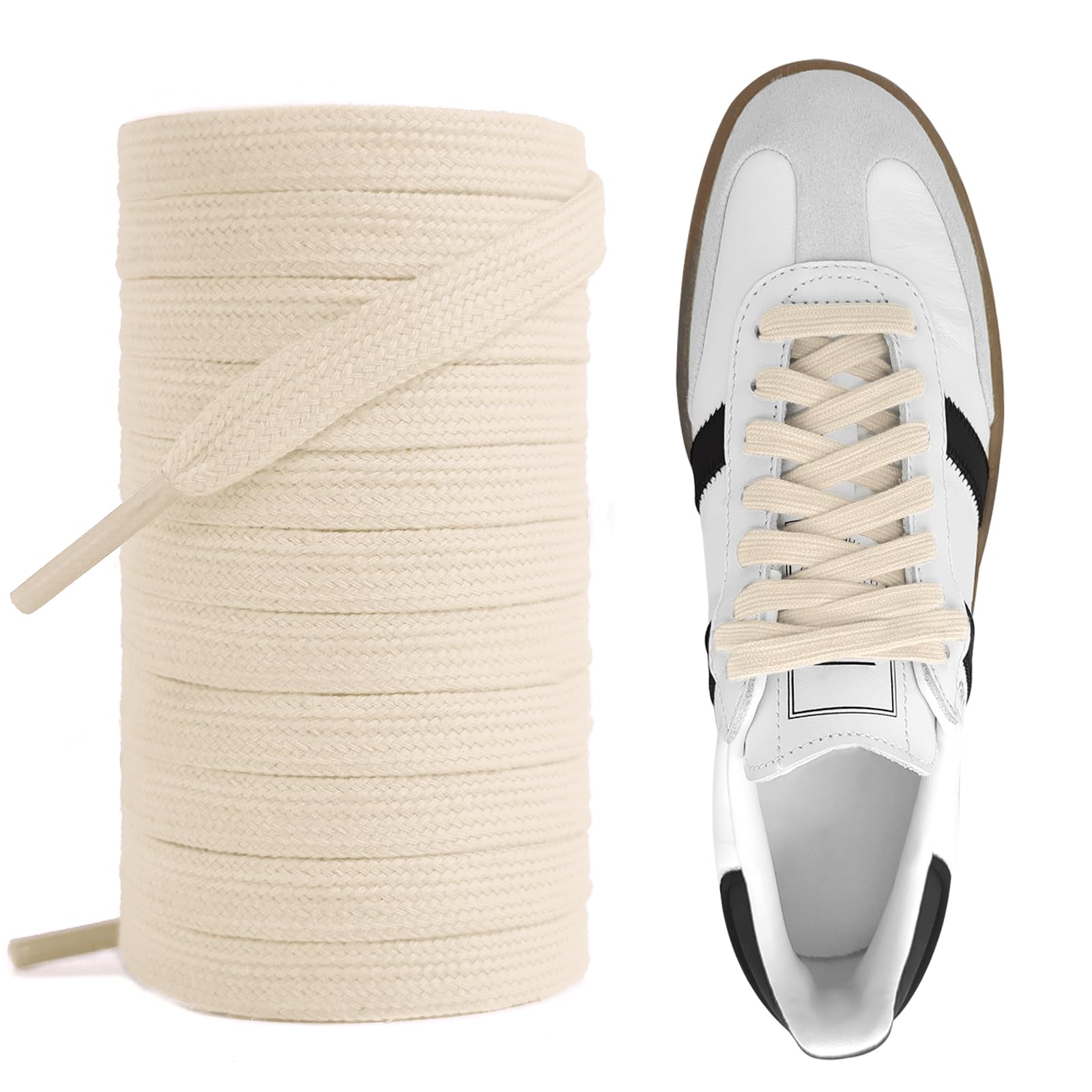 Wambere 2 Paar Schnürsenkel 8mm - Dicke Runde Ersatz-Schuhbänder In Weiß