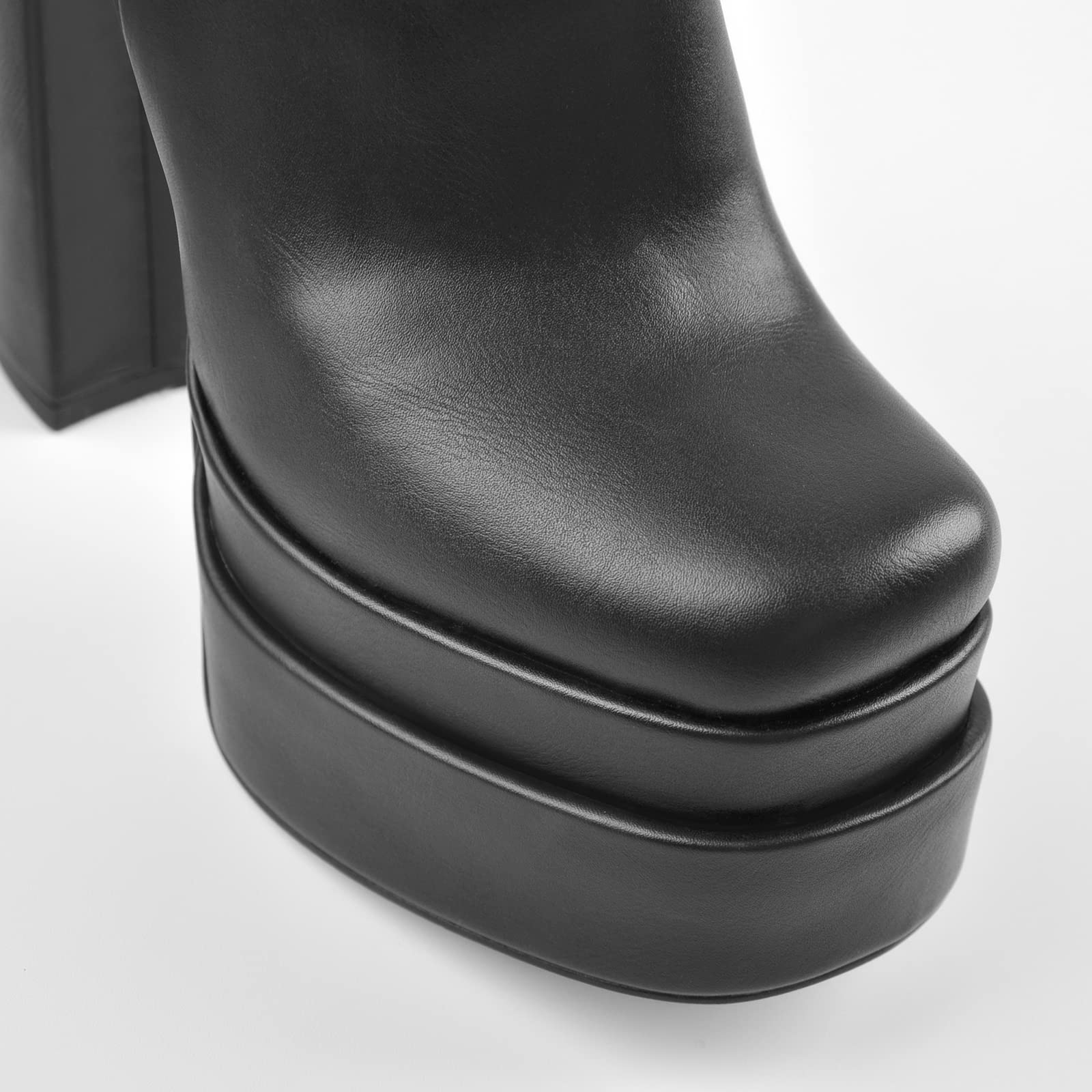 Only maker Damen Stiefeletten Plateau Blockabsatz Kurzschaft Stiefel mit Reißverschluss