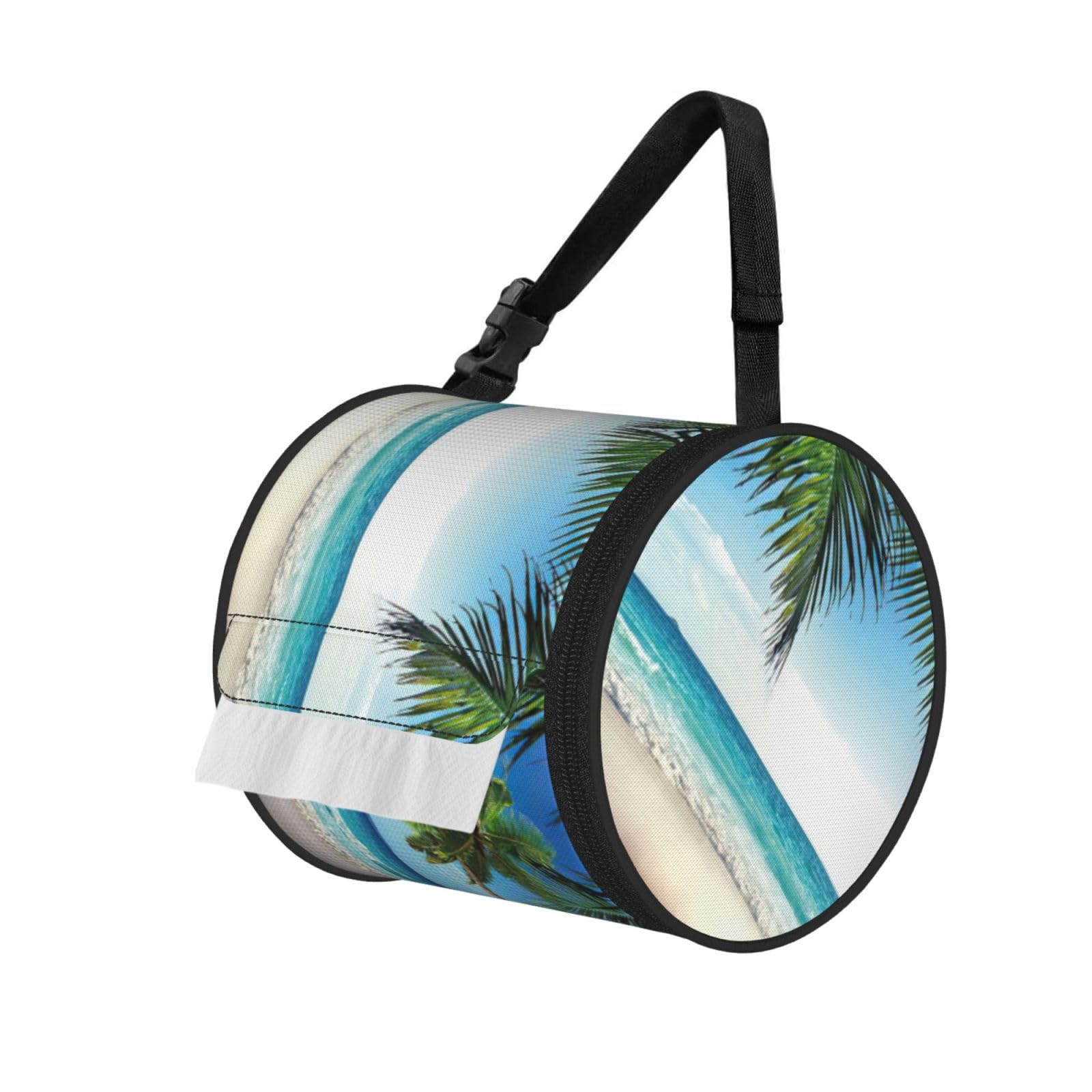 Tropical Palm Tree Hawaii Beach Print Fashion Tissues Organizer Box, Hanging Tissue Holder For Purse Coins For Car Office Daily Outing