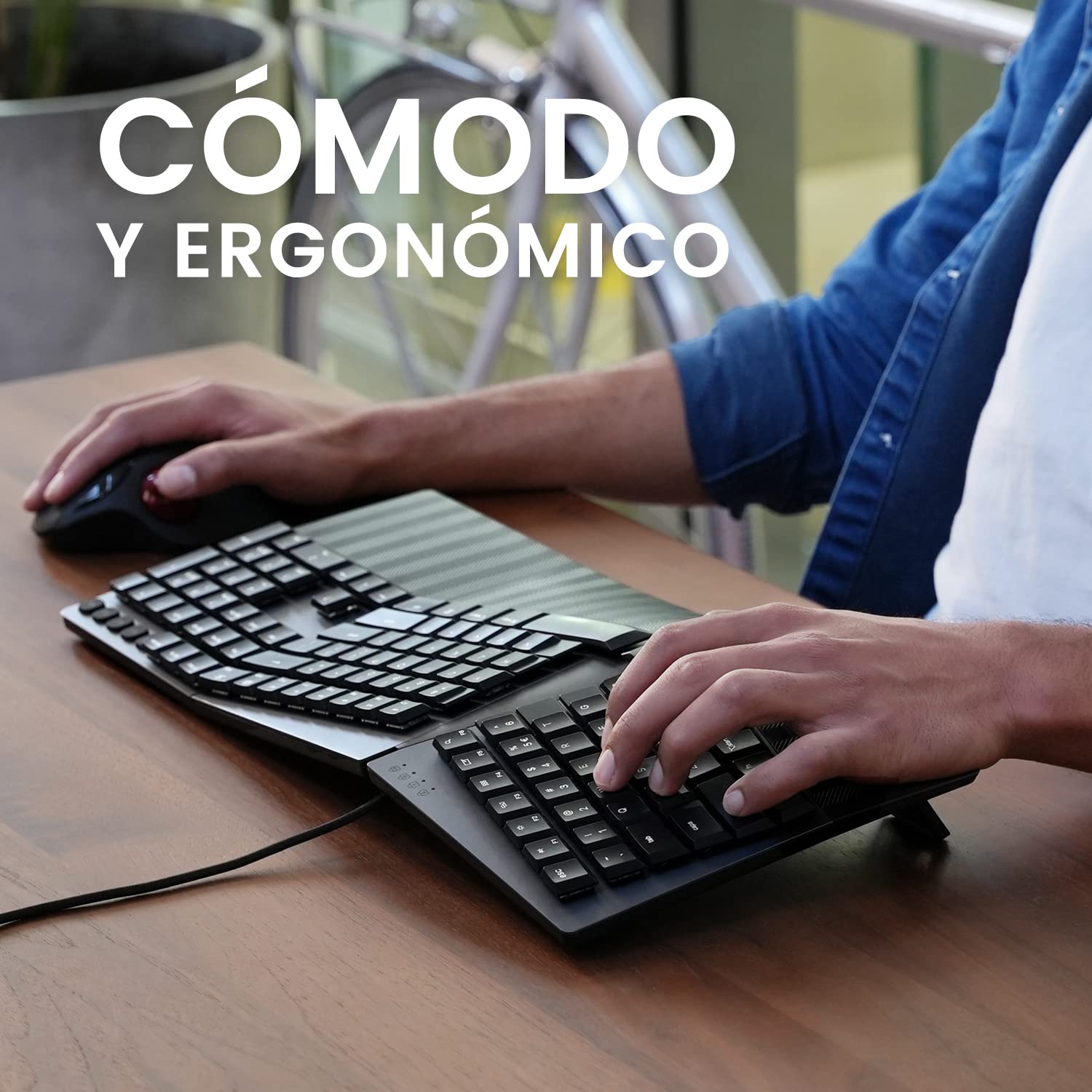 Perixx PERIBOARD-535RD Teclado ergonómico mecánico con Cable - Full Size - Red Linear Switches de Perfil bajo - Teclas Macro programables - Compatible con Windows y Mac OS X - Layout QWERTY Español