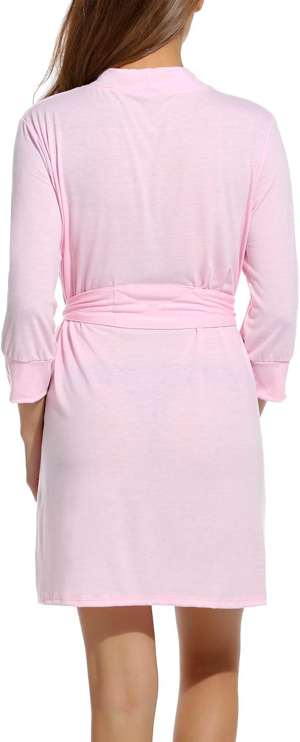 HOTOUCH Womens Robe Lightweight Short Knit Bathrobe Soft Ladies Sleepwear with Pockets - Image 4