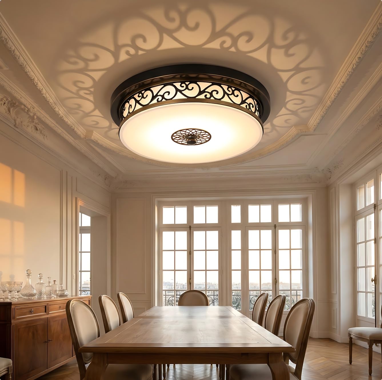 Vintage LED Deckenleuchte Schwarz Gold, Retro Eisen Deckenlampe mit Glasschirm für Gemütliches Schlafzimmer, Dekorative Wohnzimmerlampe Flur Wohnungsdeko(3000K,30CM)