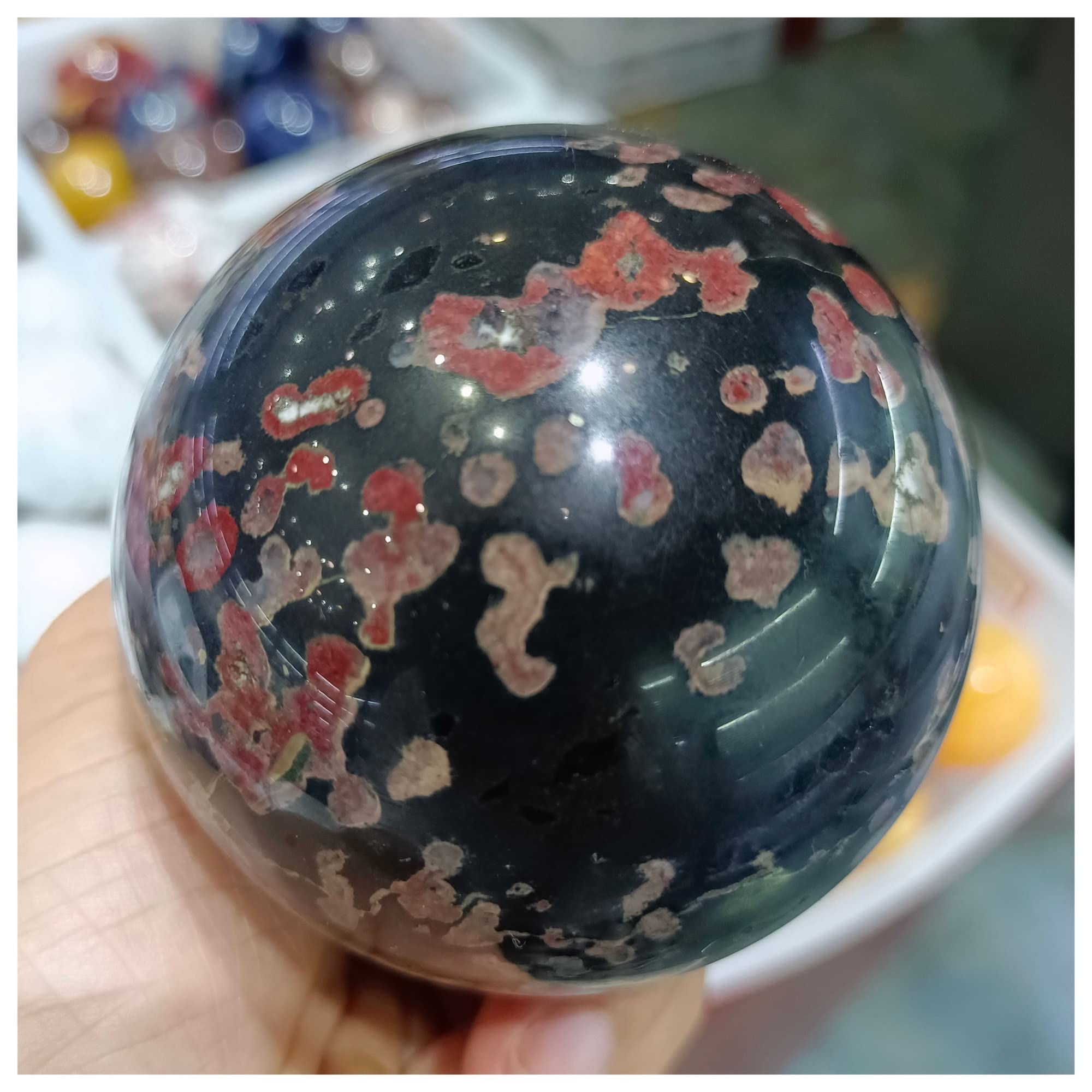 Cristallo Naturale Grezzo Naturale Fiore di Prugna Sfera di Giada Sfera Sfera di Cristallo di Quarzo Mento Collezioni di casa (Size : 650-700g)