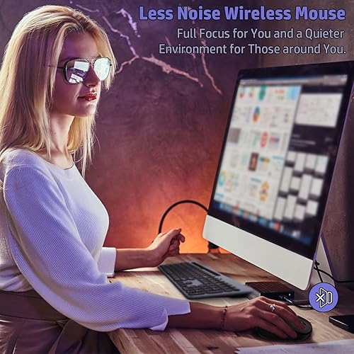 Miniatura 5 de LeadsaiL Combo de teclado y mouse inalámbricos, teclado ergonómico de computadora de tamaño completo con soporte para tableta de teléfono, juego de