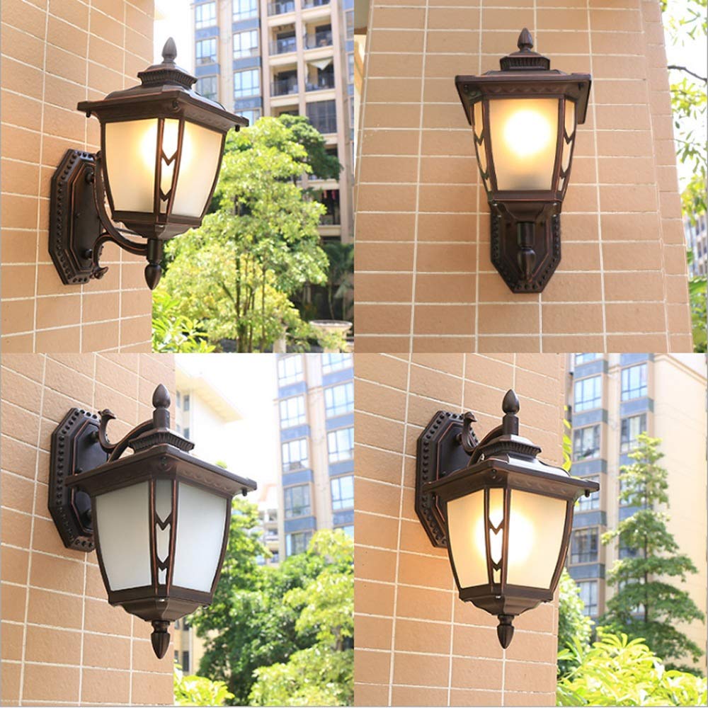 Retro Kinkiet Europejska Zewnętrzna lampa ścienna Nowa Chiny Akcesoria w górę/w dół na zewnątrz Aluminium Matowe szkło klosz Latarka ścienna Brązowy korpus Co
