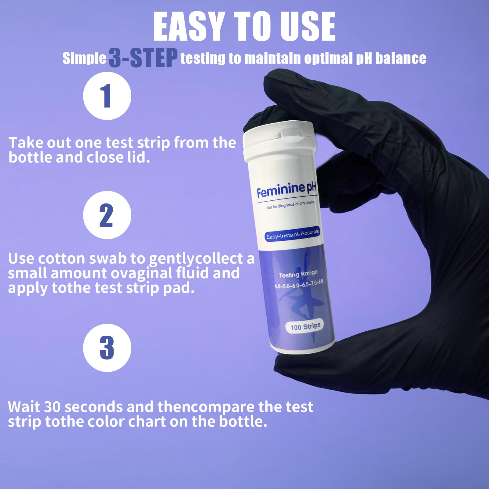 Bandelette pH (100 pièces) Test pH Féminin pour surveiller l’acidité précise et l’équilibre alcalinité