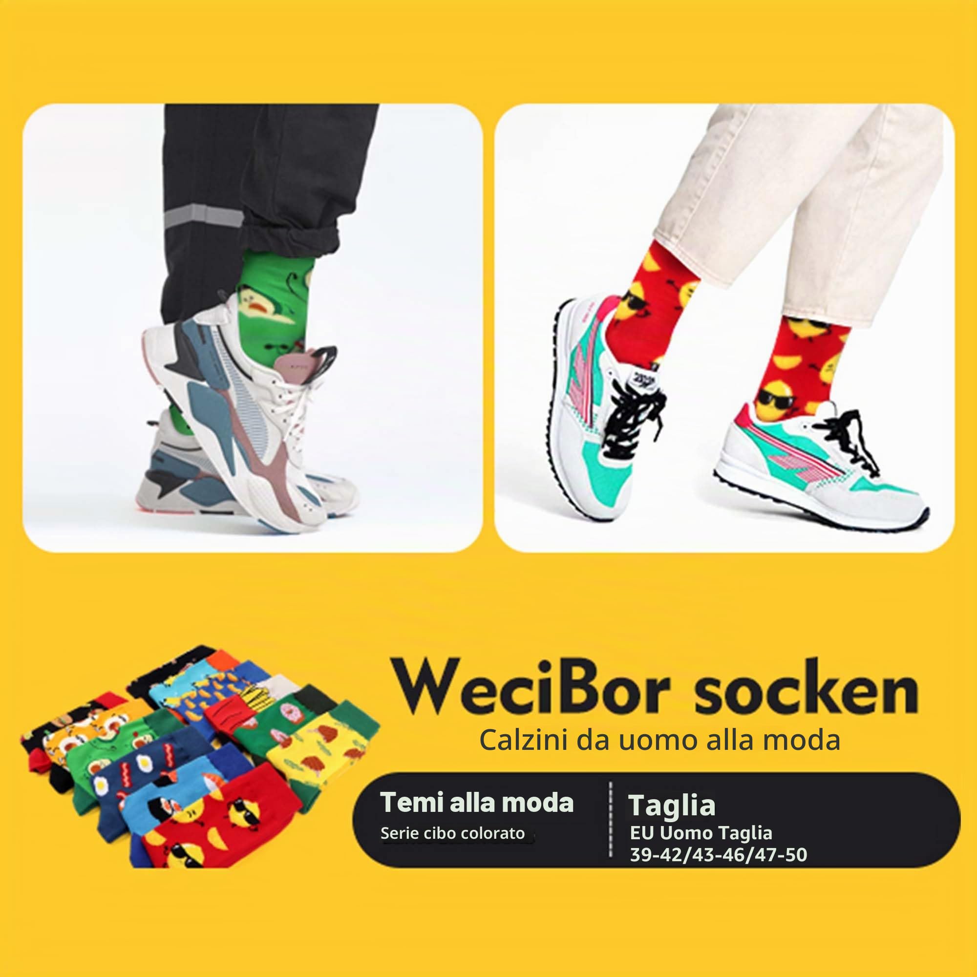 WeciBor Calzini in Cotone Colorato Divertente Fantasia Arte da Uomo
