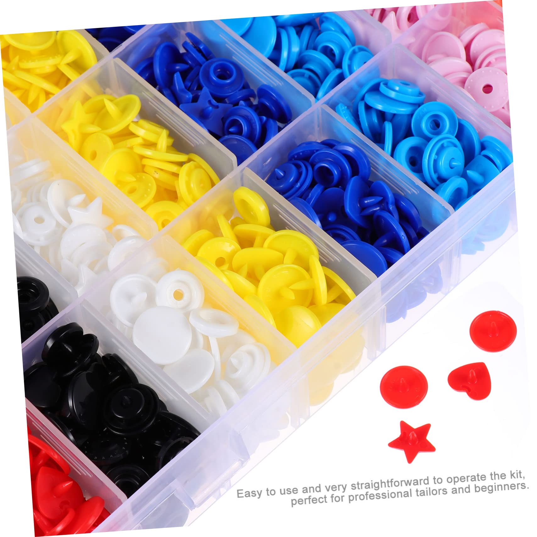 Holibanna Botones de Presión de Plástico en Caja 360 Sets, Broches de Presión Fáciles de Usar para Ropa y Pañales, Ideales para Manualidades y Uso Profesional