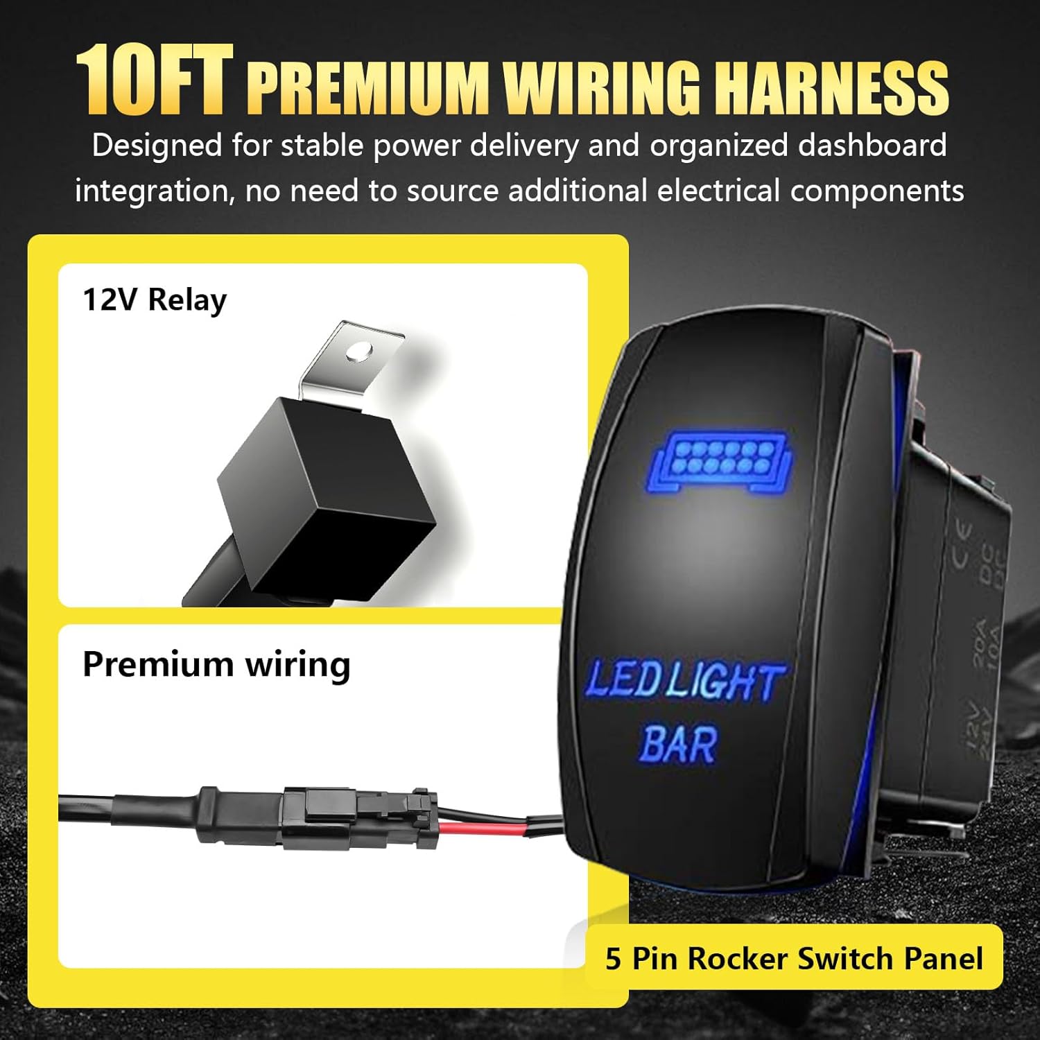 Chelhead 50 Inch Dual Row Yellow LED Off-Road Light Bar Kit Windshield Mount with Steel Brackets & Wiring Harness Compatible with 2017–2025 Can-Am Maverick X3