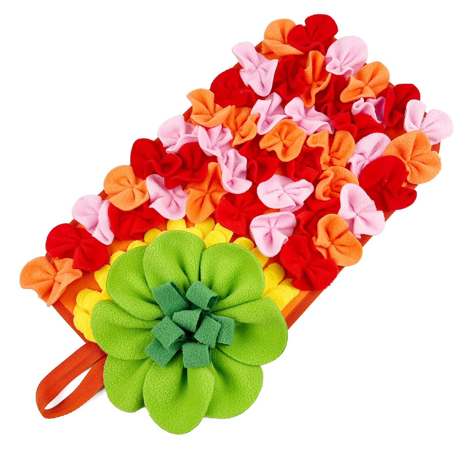 DAFORERAL Interactive Feeding Mat for Small Animals, Fun Flower-Shaped Cute Snuffle Mat for Rabbits, Guinea Pigs, Hedgehogs & Small Dogs, Stimulates Natural Foraging Instincts (Red)