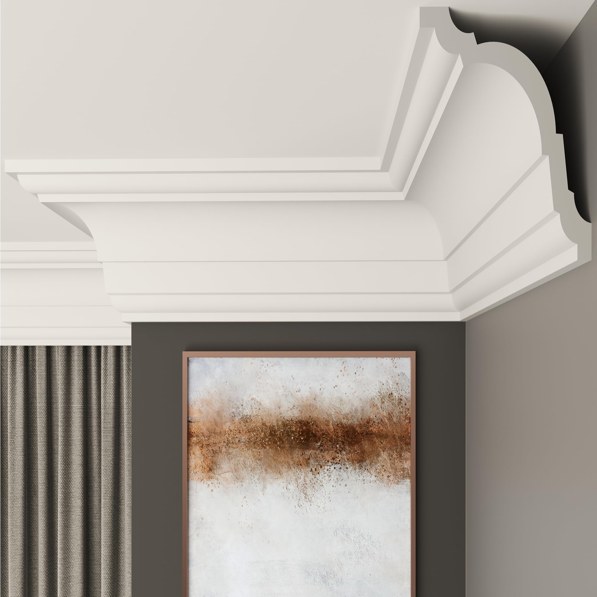 FAST DECOR Coving for Ceilings,White XPS Cornice, Lightweight Ceiling Moulding and Trim, Paintable Decorative Finish, Easy DIY Fit, Durable and Moisture Resistant (10m (5 Length), CW05)