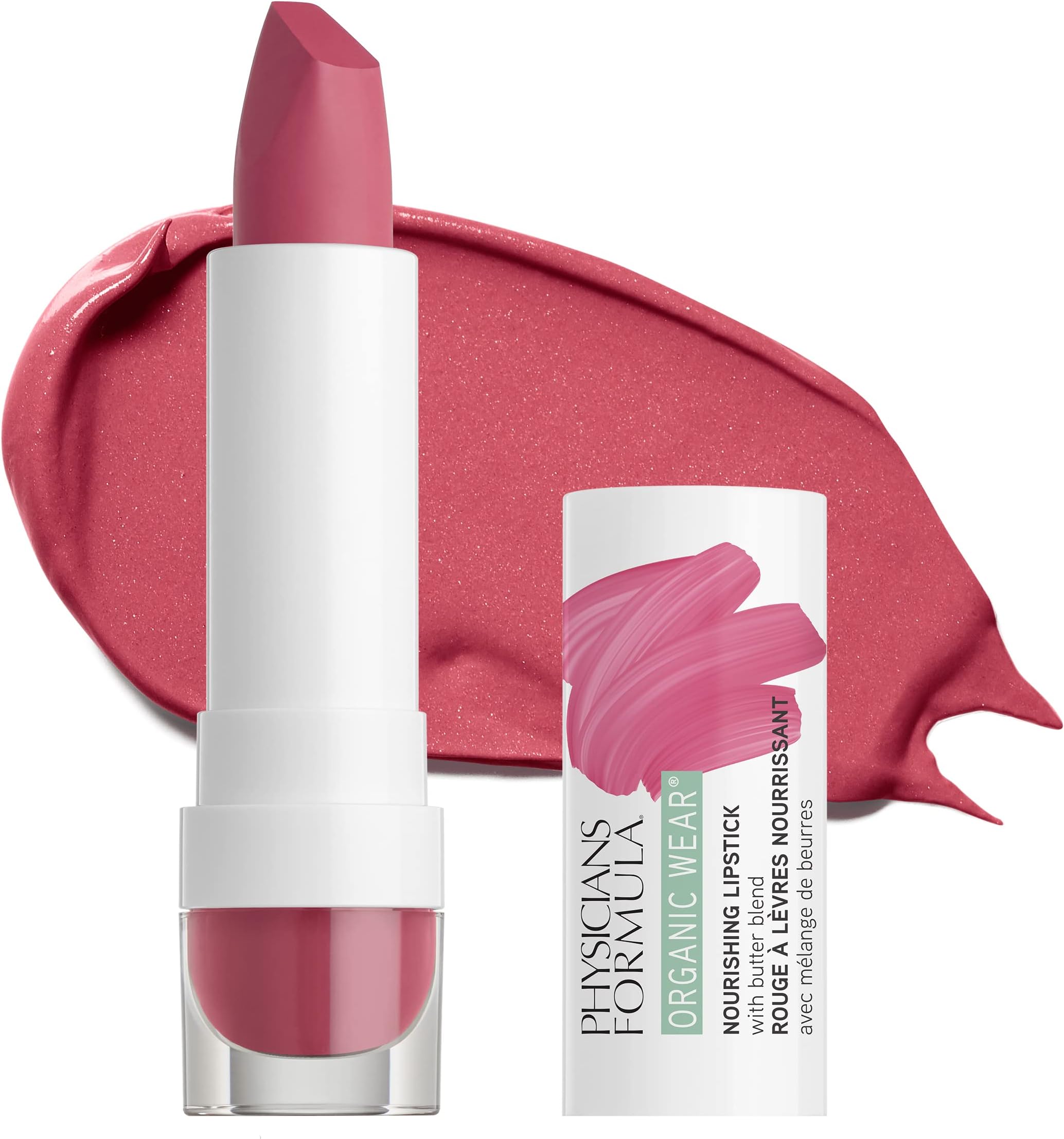 Physicians Formula Organic Wear All Natural Lipstick, Desert Rose, Nourishing, Dermatologist Approved, Gluten Free