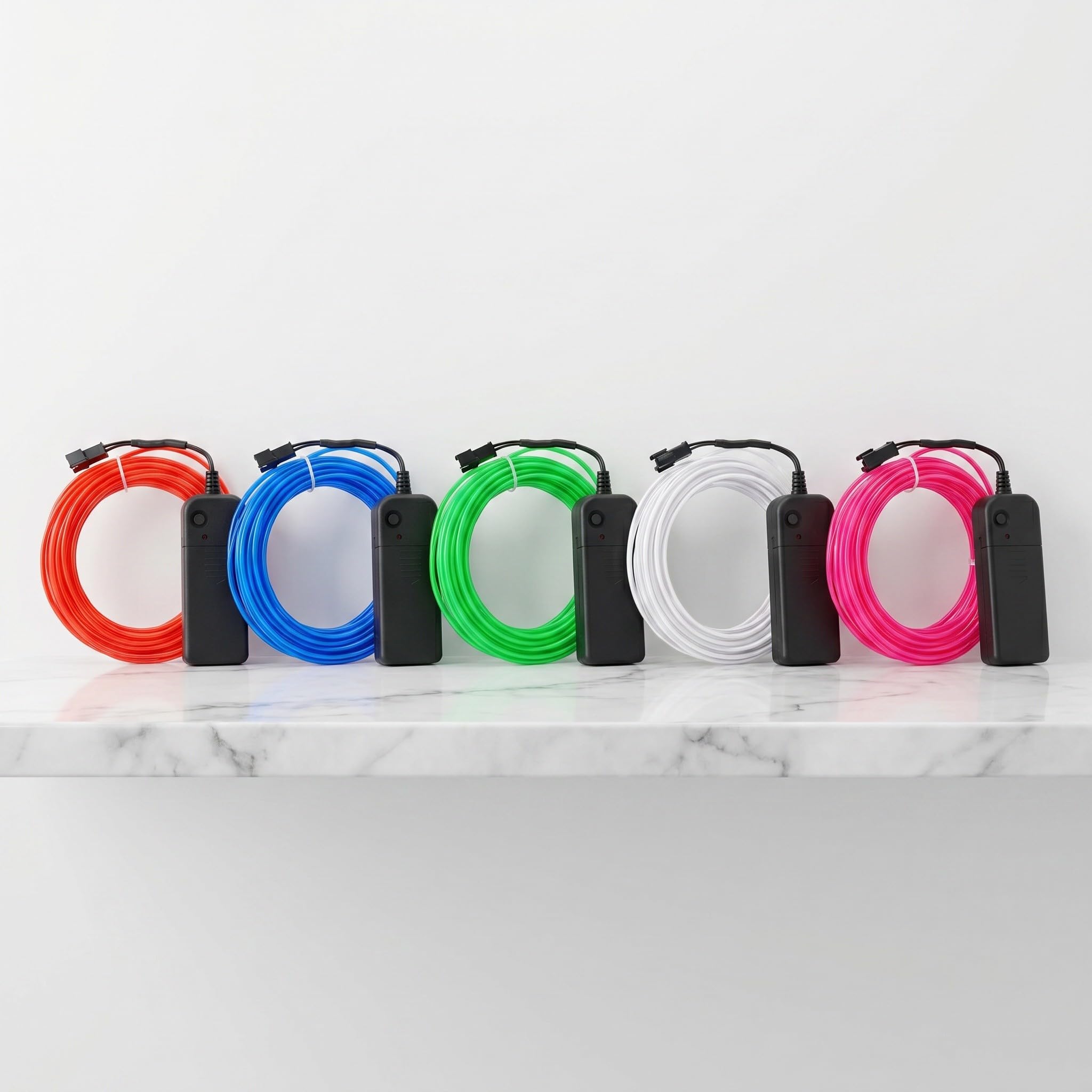 SEWACC 15 Stück Tragbare LED Lichtschlauch mit Flexiblem Zuschneidbarem TPE Material und Batteriebetriebenem Kunststoff Batteriefach für Halloween und Schrankbeleuchtung