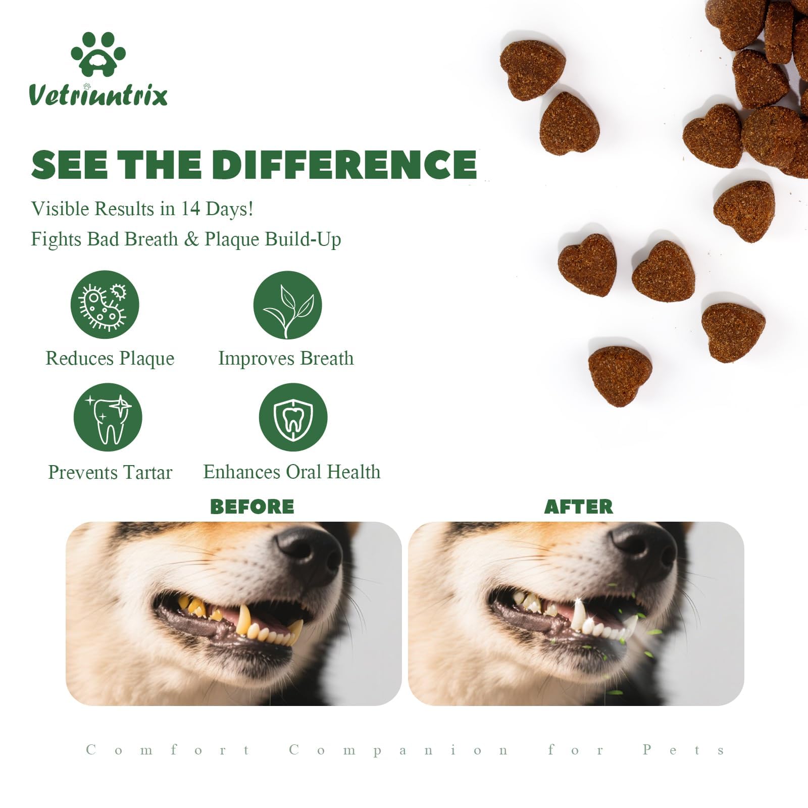 Dog Teeth Cleaning Chews, Dog Dental Chews for Plaque & Tartar Control with Natural Enzymes, Dental Care for Dogs with Probiotic, Fresh Breath for Small Medium Large Dogs - image 2