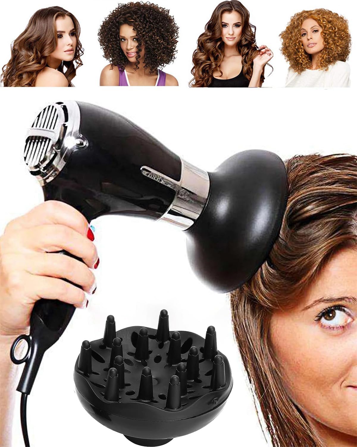 Diffuser for Curly Hair, Comb Set, Hair Diffuser, Diffuser Hair Dressing Styling Tool Usage at Home to Acheive Curl Defination, Blower, Hair Stylists Professional Styling Comb Set - Image 5 thumbnail