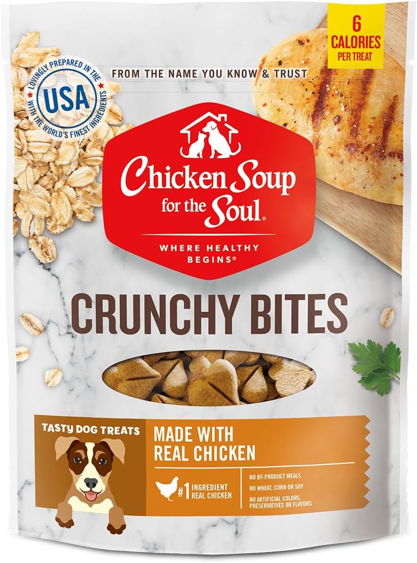 Chicken Soup For The Soul Pet Food Crunchy Bites Dog Treats, Chicken, 12 Ounce Bag | Soy, Corn & Wheat Free, No Artificial Flavors or Preservatives Chicken 12 Ounce (Pack of 1)