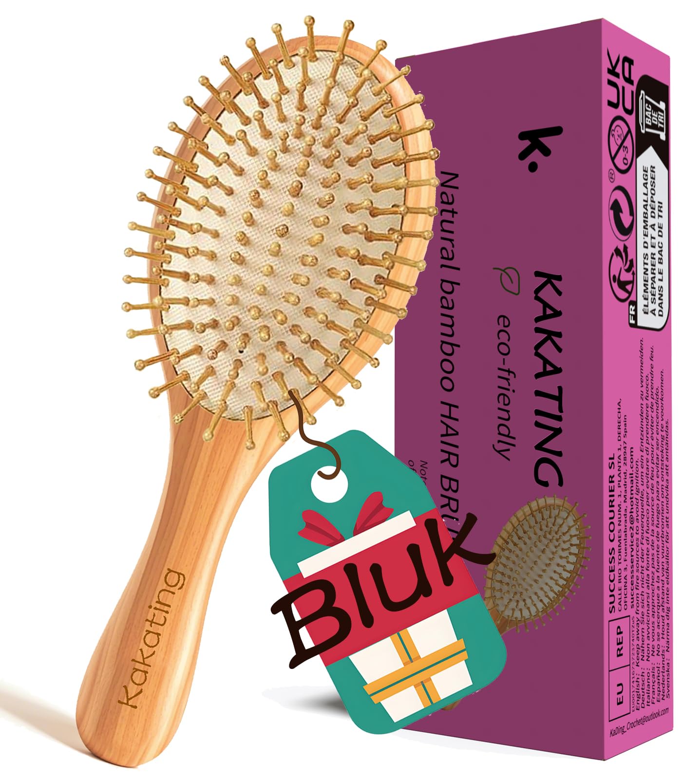 16 Cepillo Bambu Pelo Para El Crecimiento Del Cabello, Peine Madera Natural | Hair Brush Para Desenredar y Masajear El Cuero Cabelludo