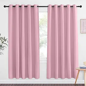 NICETOWN Rouge Pink Blackout Curtains for Bedroom 72 Inches Long, Thermal Insulated Room Darkening Grommet Window Curtains for Living Room Nursery, 66 inch x 72 inche, 1 Panel