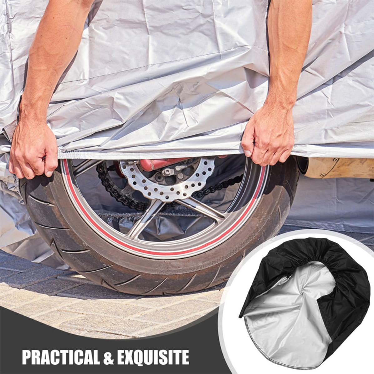 Garneck Housse Roue pour Camping-remorques, Housses de Pneus Anti-UV en Tissu Noir, Protection Polyvalente la Peinture Intempéries, Lot de 2 Pièces