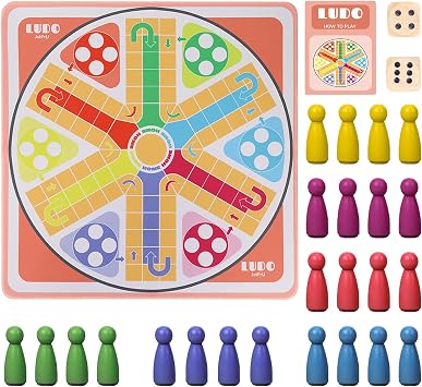 20 Inches Ludo Board Game,2-6 Players Ludo Game for Adults,Ludo & Parcheesi Board Games Suitable for Family Gathering & Party Night Ludo Instruction Included