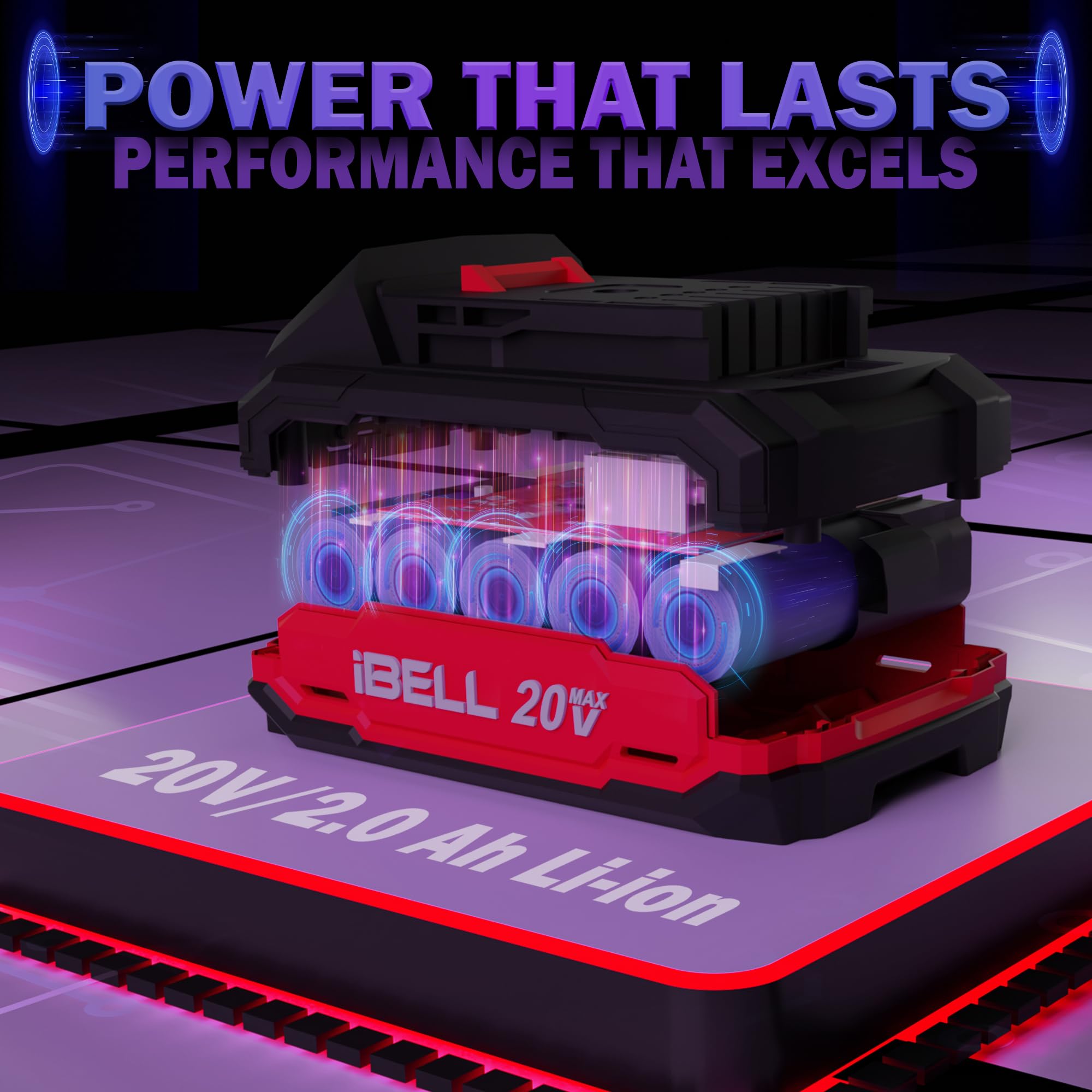 IBELL TOOLS BD20-80 2Ah (BMC) One Power Series 20V Cordless Impact Drill Brushless | Max 80Nm Torque | 1750 RPM Speed | 13mm Heavy-Duty Metal Keyless Chuck | 20+3 Clutch Settings | LED Light RED 1