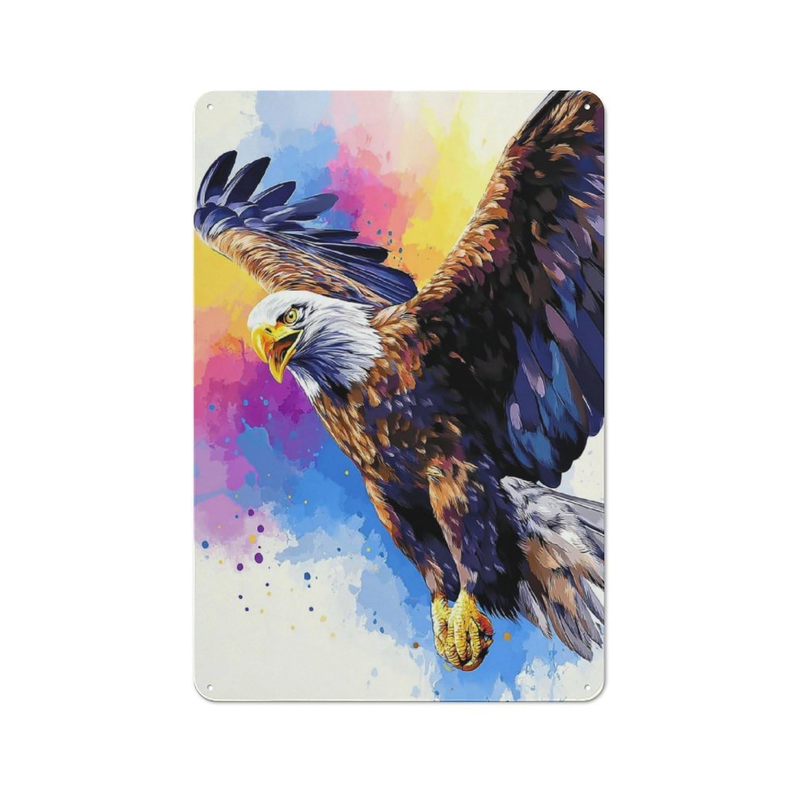 Nostalgic Colorful Eagle Flight Artwork Decorative Tin Plaque 30x20cm, Classic Pub Decor for Diner, Restaurant, Shed Or Kitchen