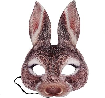 Halloween animal rabbit mask Costume party mask cartoon prop gray