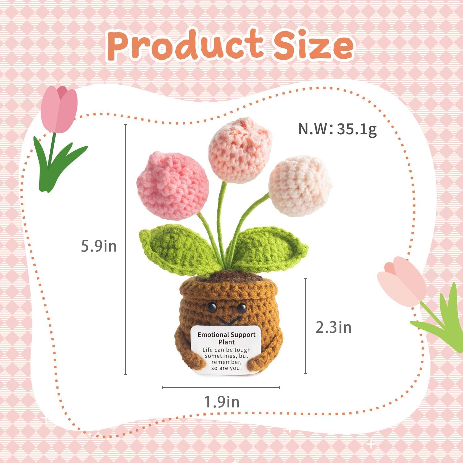 Handmade Positive Crochet Tulip Flower Gift for Women image 2