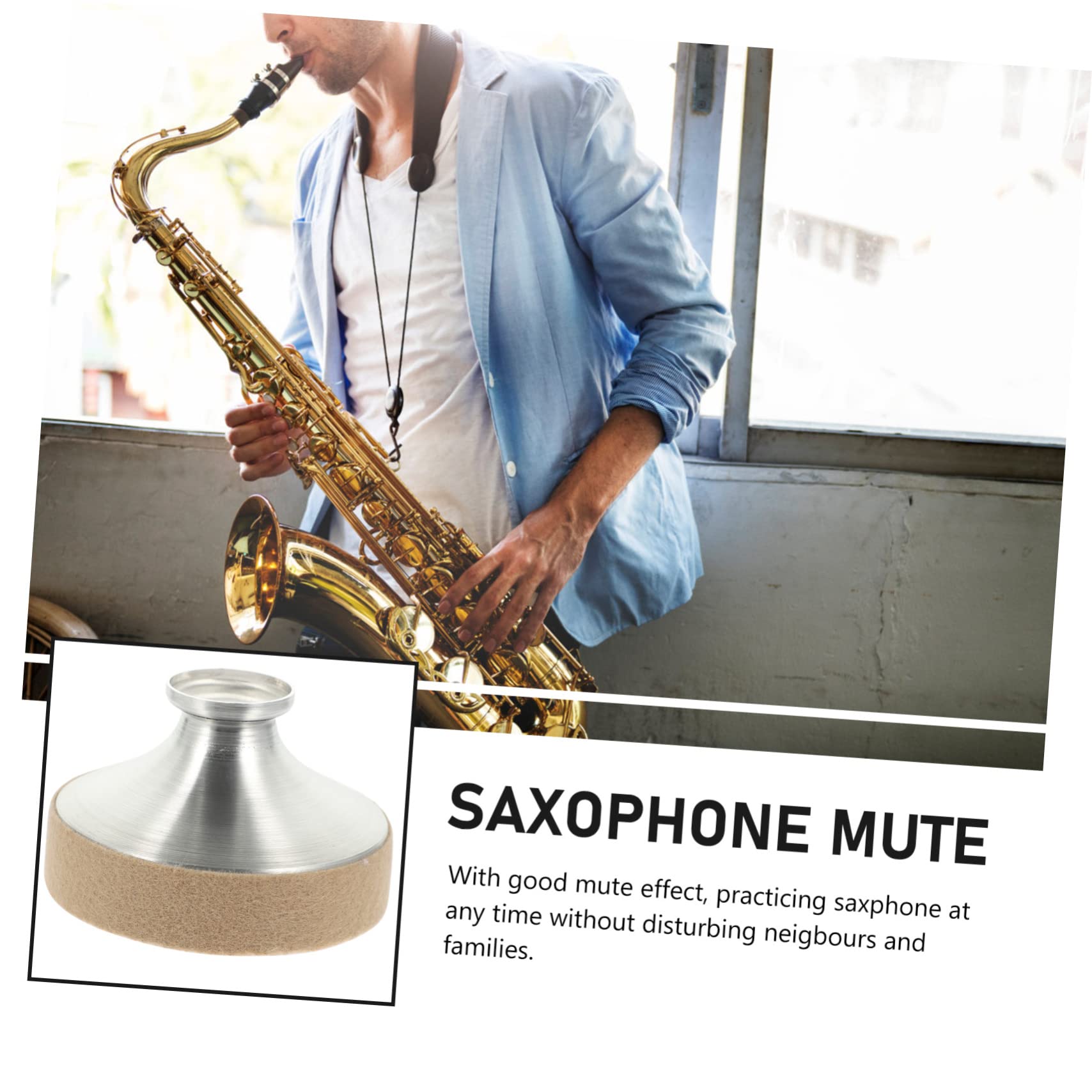 SUPVOX 4piezas Sordina De Saxofón De Aluminio Ligero Para Práctica Accesorio De Reducción De Ruido Compatible Saxofón Tenor y Diseño Compacto y Portátil Protección Fieltro Para
