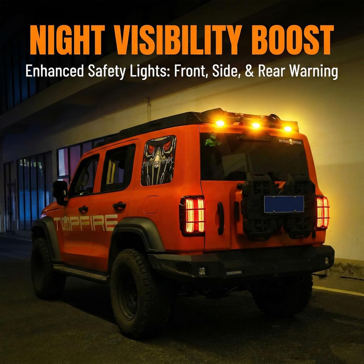 HUBAI 4/5/6PCS Solar Cab Lights, Solar Car Roof RGB Strobe Light, No Drill Solar Powered Cab lights with Remote Control, 8-Color,Waterproof, For Truck Suv Rvs Jeep Pickup (5pcs)