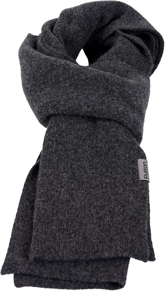 PuTian 100% Merino Wool Scarf for Men & Women, Knitted Neck Wear