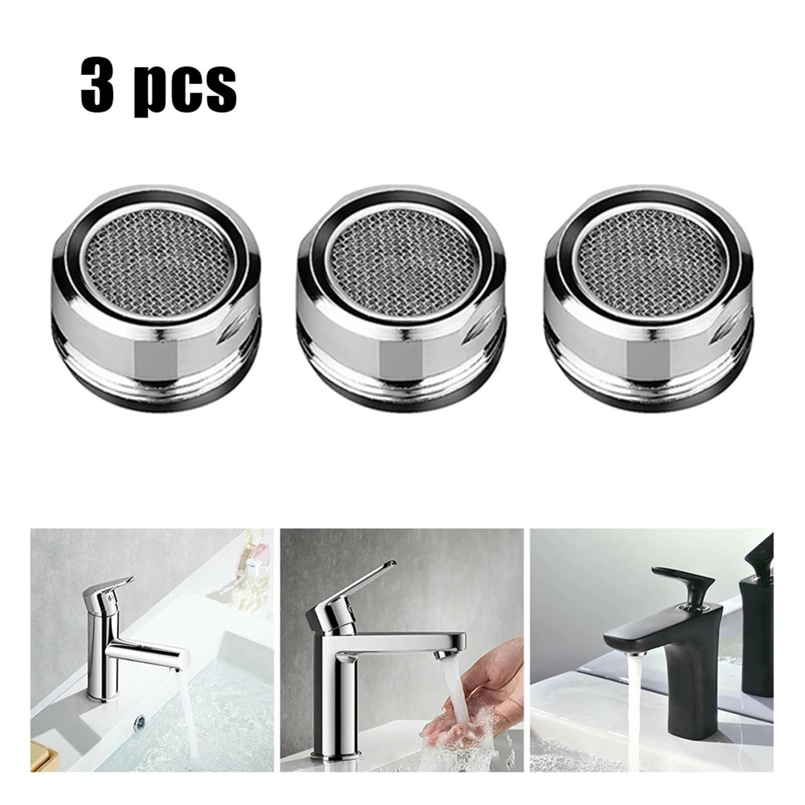 3 Pezzi in Ottone per Rubinetto a Risparmio idrico, Filtro sostituibile, ugello Misto, aeratore da Cucina M24, diffusore a gorgogliatore, Rubinetto di Facile installazio