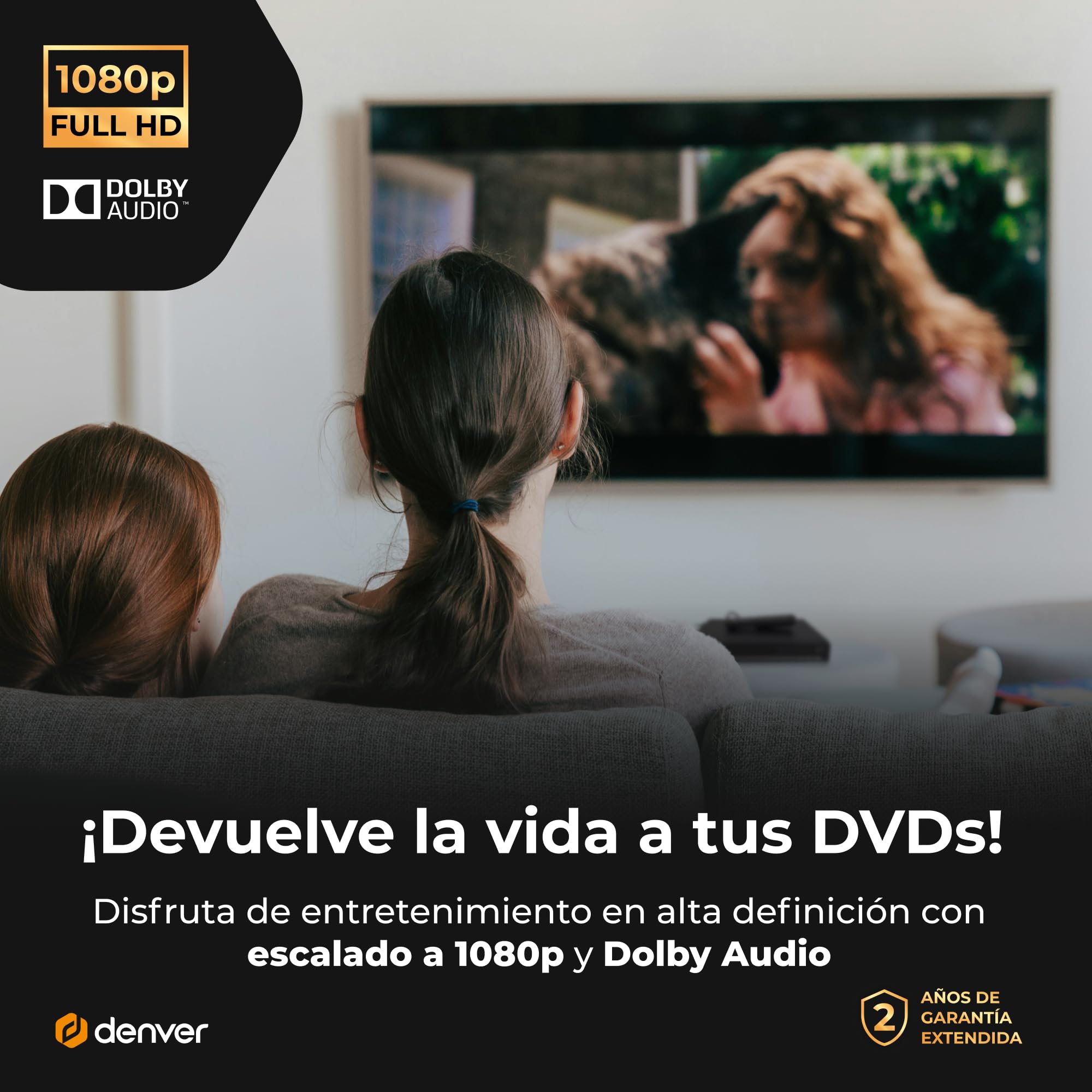 Denver DVH-7787MK3 Reproductor DVD para TV, HDMI, Scart, USB, reescalado 1080p por HDMI, Mando a Distancia, Negro