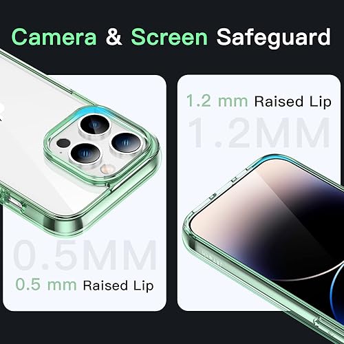 Miniatura 5 de JETech Funda para iPhone 14 Pro de 6.1 pulgadas, no se pone amarillenta, a prueba de golpes, parte trasera transparente antiarañazos (verde