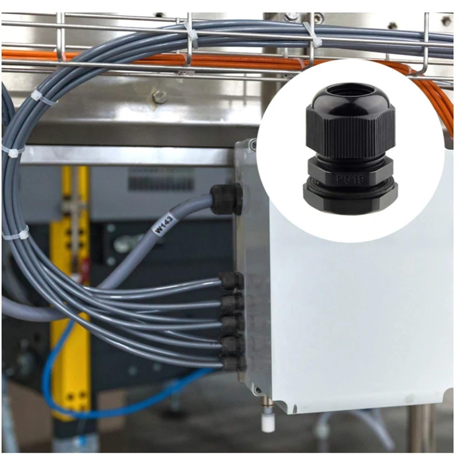 Prensaestopas impermeables 100 prensaestopas impermeables M8 M12 M16 M20 M25 M32 M40 junta de sellado de plástico negro de nailon IP68 conector de nailon (M40-32 BK)