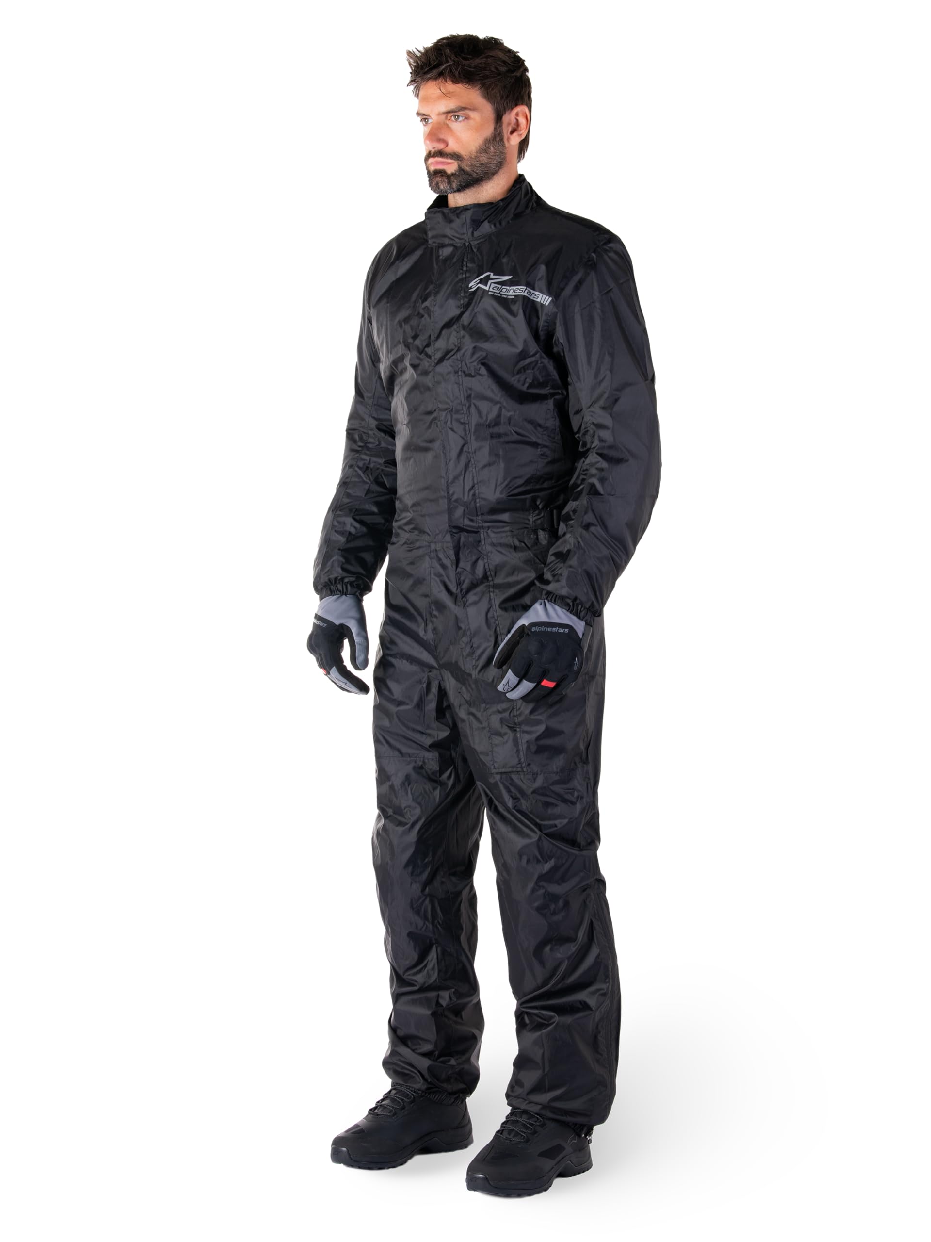 Alpinestars Hurricane Rain v2 Waterproof Motorcycle Suit, Lightweight All-Weather Rain Gear with Reflective Safety Features, Durable Compact Design for Riders, M, Black