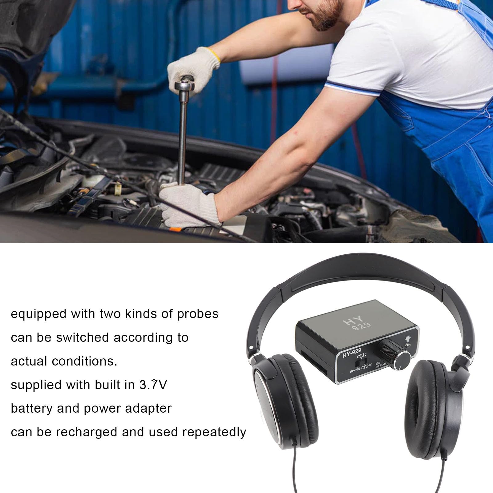 Détecteur de Fuite de Conduite D'eau Souterraine Intensificateur de Son Haute Résistance amélioré avec Casque pour la Construction de Site, AC100-240V (Prise UE)