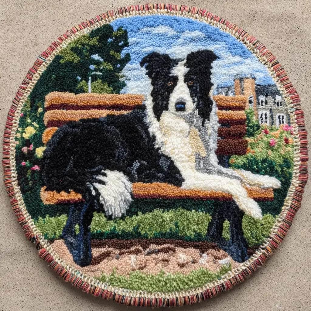 WallustrioaW Round Latch Hook Rug Kits Dog for Adults and Starter 50 * 50Cm